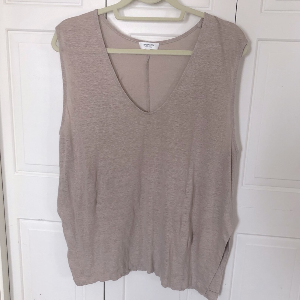 Babaton Linen Blend Sleeveless V-Neck